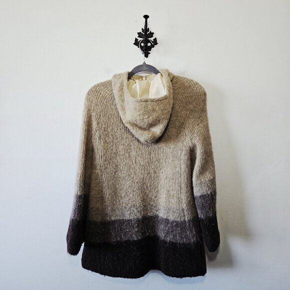 VTG Alafoss Icewool 100% Pure Virgin Wool Sweater Womens S Zip Ombre Jacket - Picture 2 of 3